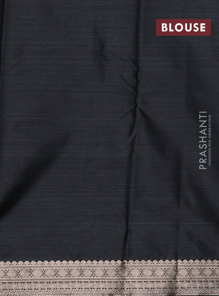 Bangalori silk saree dark grey with allover ikat weaves and zari woven border