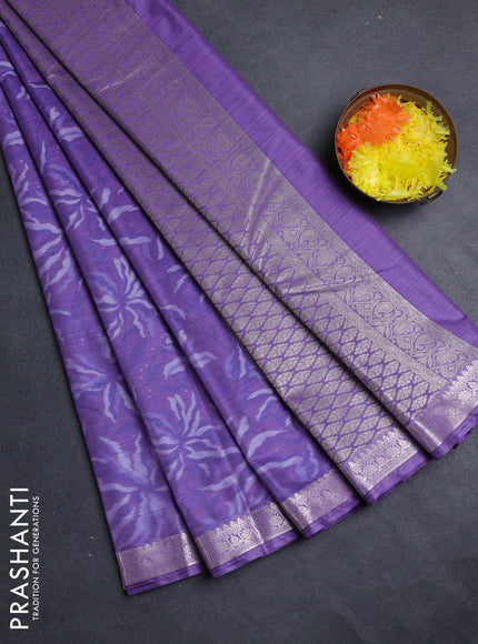 Bangalori silk saree lavender with allover ikat weaves and zari woven border