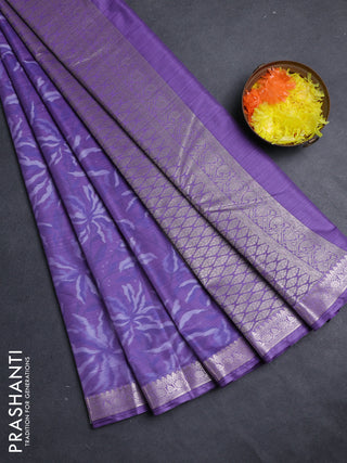 Bangalori silk saree lavender with allover ikat weaves and zari woven border