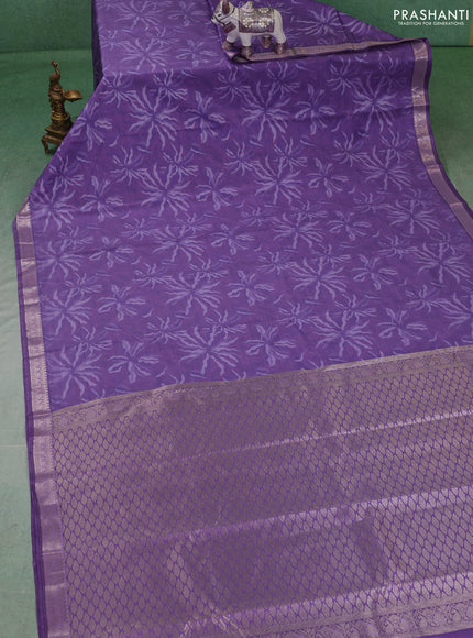 Bangalori silk saree lavender with allover ikat weaves and zari woven border