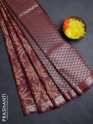 Bangalori silk saree maroon with allover ikat weaves and zari woven border