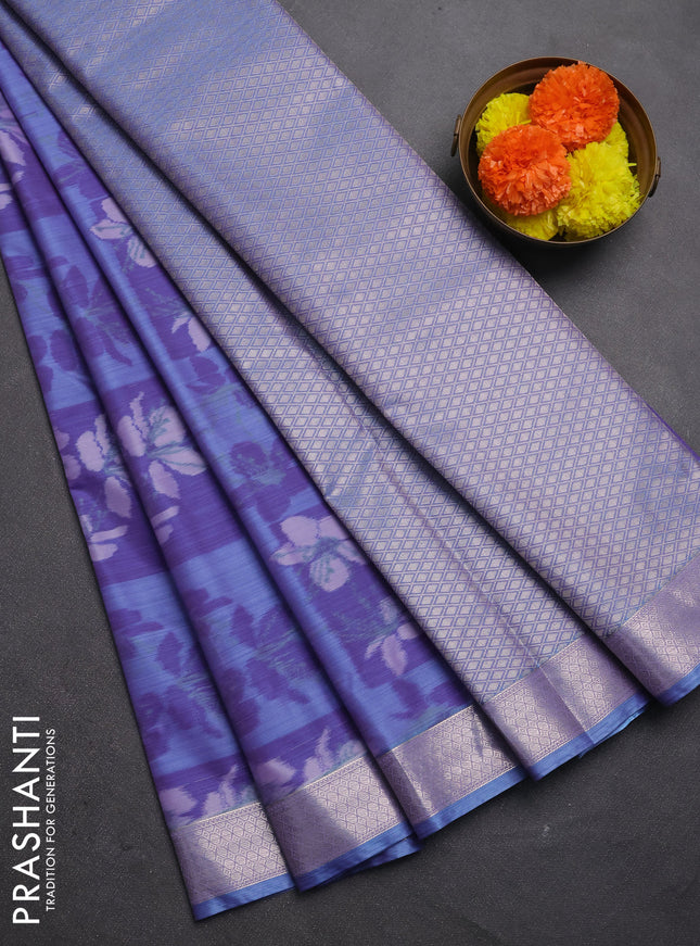 Bangalori silk saree purple with allover ikat weaves and zari woven border