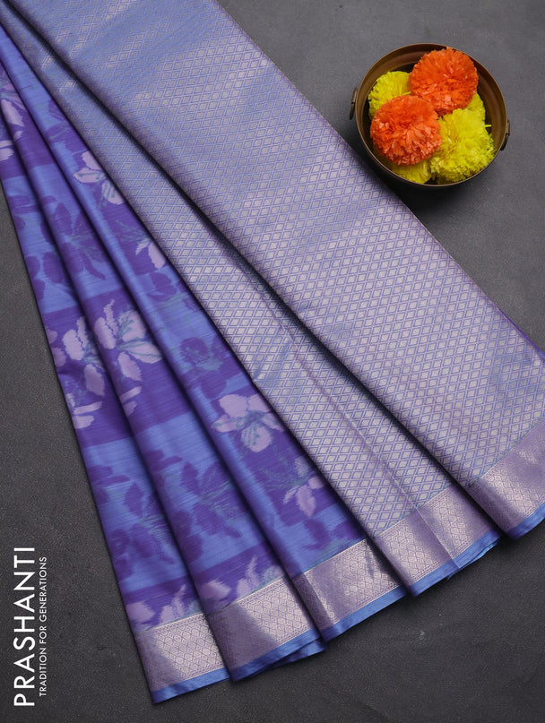 Bangalori silk saree purple with allover ikat weaves and zari woven border