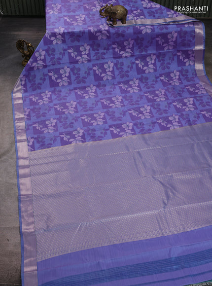 Bangalori silk saree purple with allover ikat weaves and zari woven border