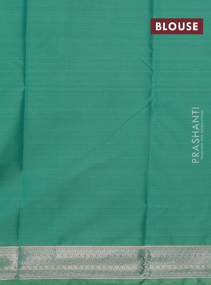 Bangalori silk saree teal green with allover ikat weaves and zari woven border
