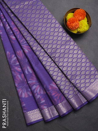 Bangalori silk saree lavender with allover ikat weaves and zari woven border