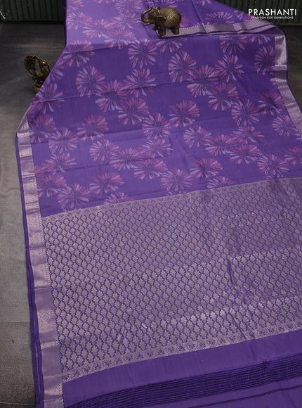 Bangalori silk saree lavender with allover ikat weaves and zari woven border