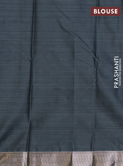 Bangalori silk saree greyish green with allover ikat weaves and zari woven border