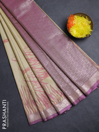 Bangalori silk saree pale yellow with allover ikat weaves and zari woven border