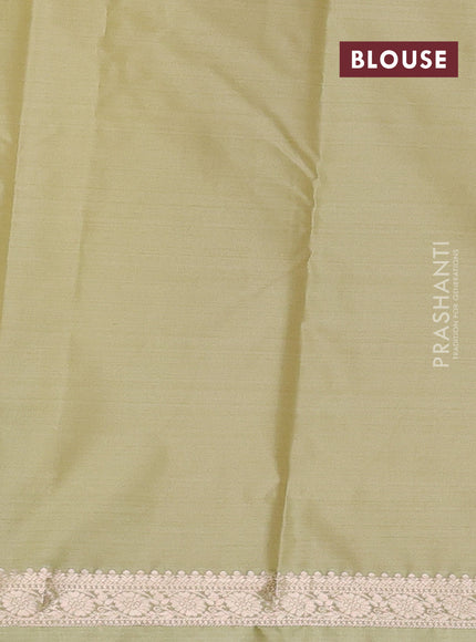 Bangalori silk saree elaichi green with allover ikat weaves and zari woven border