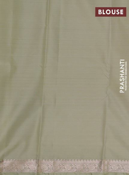Bangalori silk saree pista green with allover ikat weaves and zari woven border