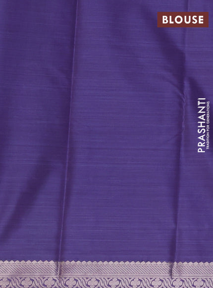 Bangalori silk saree teal blue and lavender with allover ikat weaves and zari woven border
