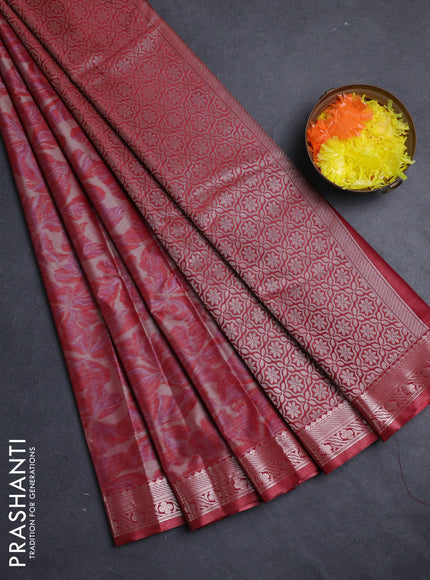 Bangalori silk saree maroon with allover ikat weaves and zari woven border