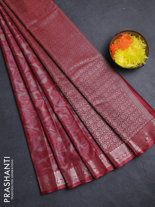 Bangalori silk saree maroon with allover ikat weaves and zari woven border