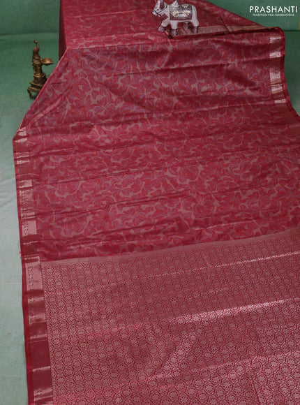 Bangalori silk saree maroon with allover ikat weaves and zari woven border