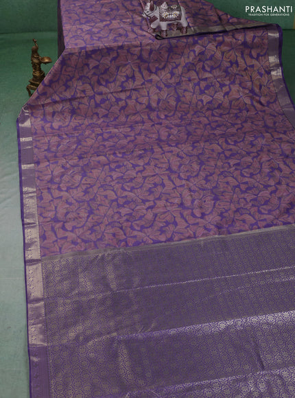Bangalori silk saree lavender with allover ikat weaves and zari woven border