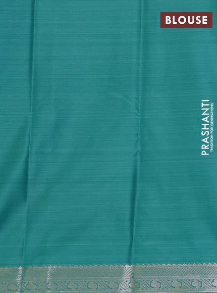 Bangalori silk saree blue and teal green with allover ikat weaves and zari woven border