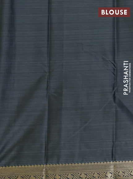 Bangalori silk saree blue and grey with allover ikat weaves and zari woven border