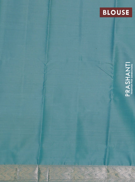 Bangalori silk saree cs blue and teal green with allover ikat weaves and zari woven border