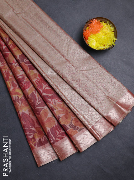 Bangalori silk saree maroon with allover ikat weaves and zari woven border