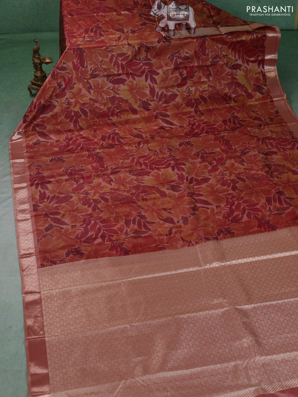 Bangalori silk saree maroon with allover ikat weaves and zari woven border