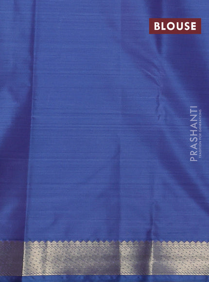 Bangalori silk saree pastel blue with allover ikat weaves and zari woven border