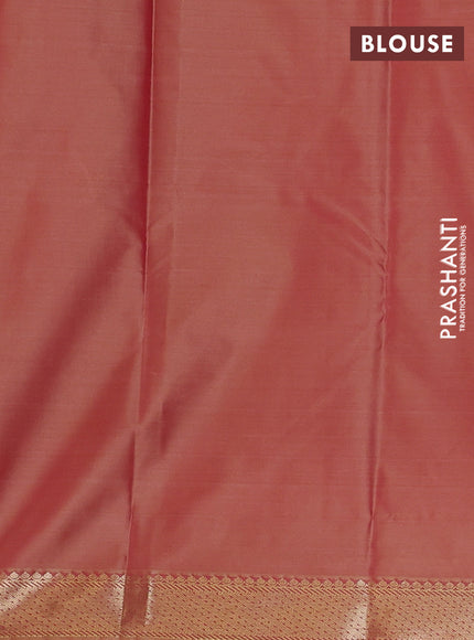 Bangalori silk saree peach shade and mustard yellow with allover ikat weaves and zari woven border