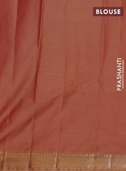 Bangalori silk saree peach shade with allover ikat weaves and zari woven border