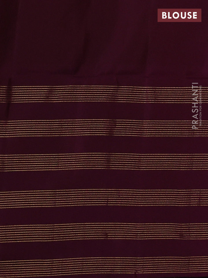 Pure soft silk saree dark mauve pink and wine shade with allover zari woven brocade weaves and long zari woven checked border