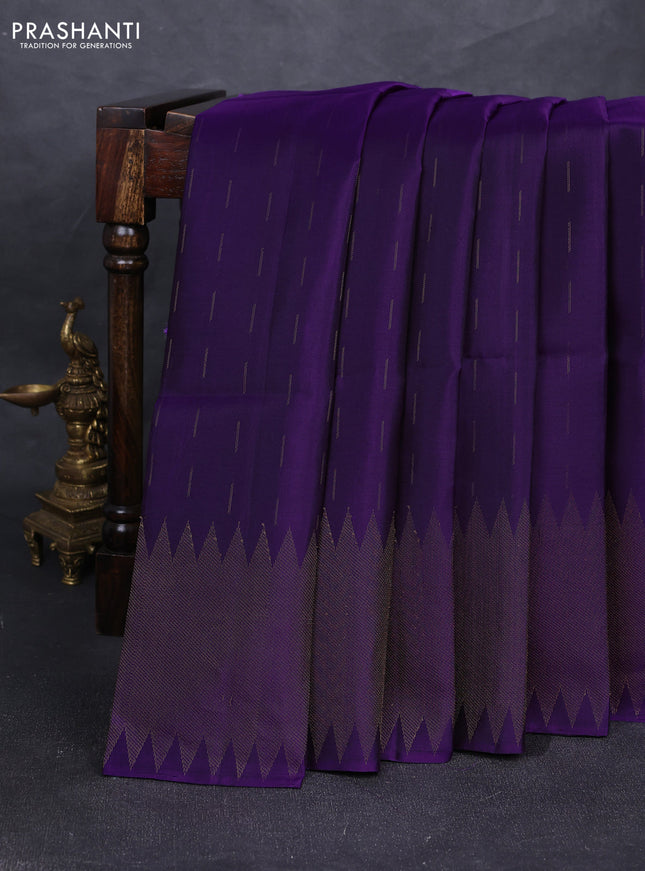 Pure soft silk saree purple with allover zari woven buttas and zari woven border