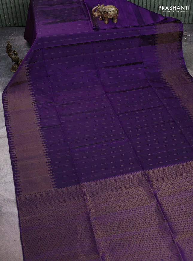 Pure soft silk saree purple with allover zari woven buttas and zari woven border