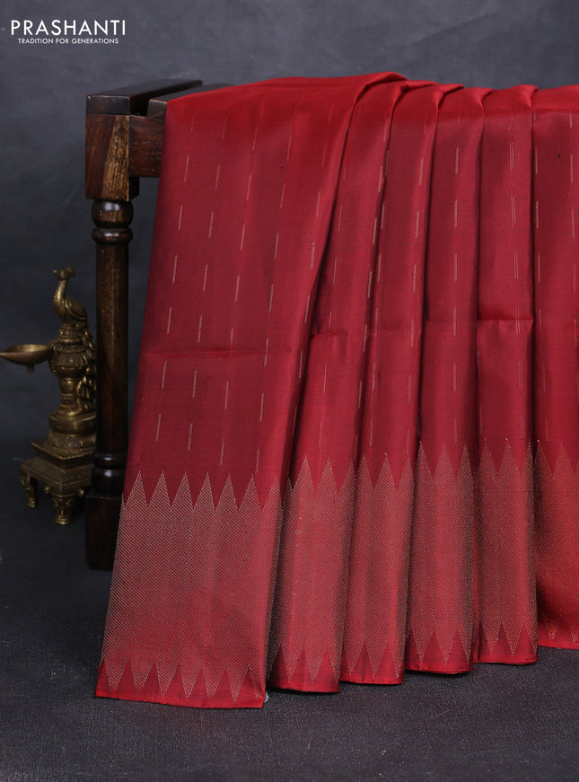 Pure soft silk saree maroon with allover zari woven buttas and zari woven border