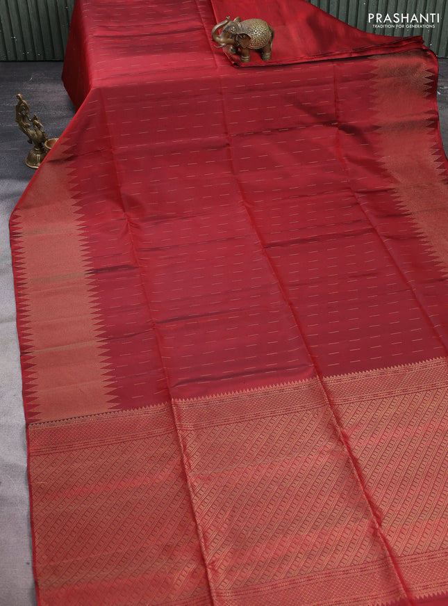 Pure soft silk saree maroon with allover zari woven buttas and zari woven border