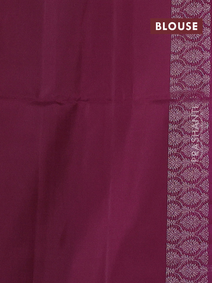 Pure soft silk saree rosy brown and purple with silver zari woven buttas and silver zari woven border
