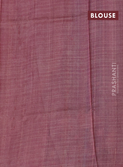 Pure tussar silk saree wine shade and light pink with allover pichwai butta prints and simple border