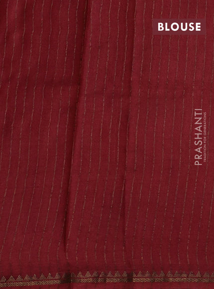 Pure tussar silk saree mustard yellow and maroon with allover floral prints and small zari woven border
