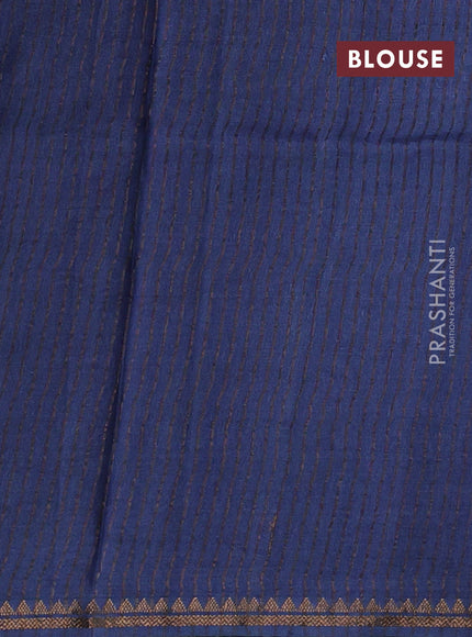 Pure tussar silk saree magenta pink and bluish grey with allover floral prints and small zari woven border