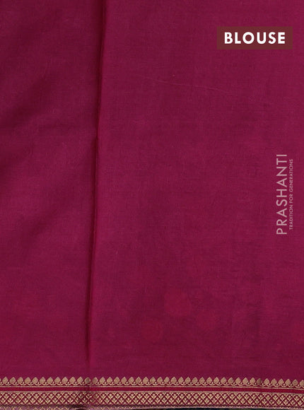Pure tussar silk saree blue and dark pink with pichwai prints and zari woven border