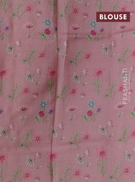 Pure tussar silk saree mild peach pink and peach shade with allover zari woven butta weaves and pichwai printed border