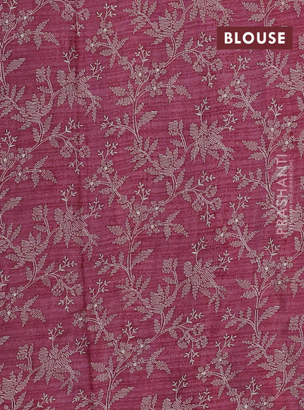 Pure tussar silk saree mild peach pink with allover ikat prints and printed border