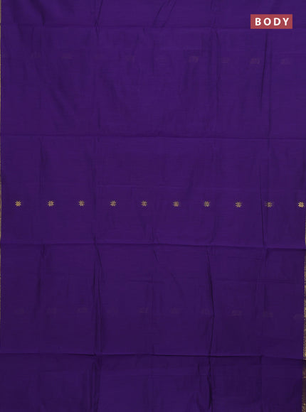 Semi maheswai cotton saree violet and orange with allover zari woven buttas and small zari woven border