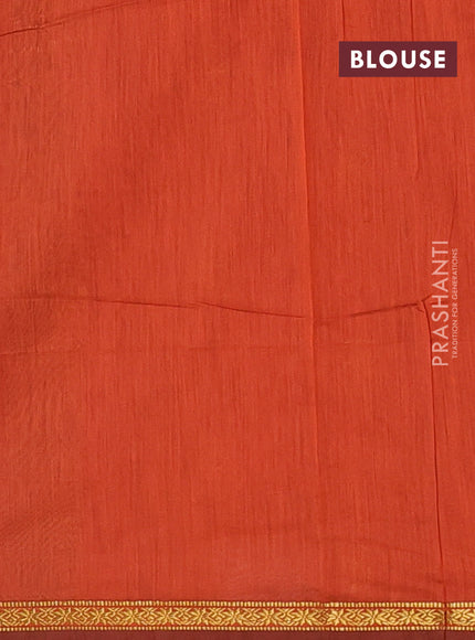 Semi maheswai cotton saree violet and orange with allover zari woven buttas and small zari woven border