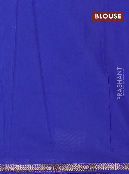 Semi maheswai cotton saree green and blue with allover zari woven buttas and small zari woven border