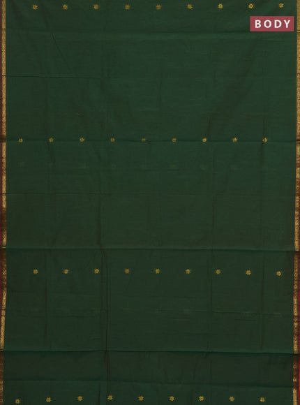 Semi maheswai cotton saree green and pink with allover zari woven buttas and small zari woven border