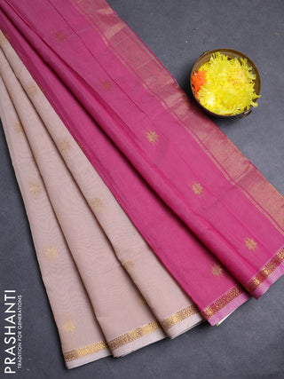 Semi maheswai cotton saree pastel pink and pink with allover zari woven buttas and small zari woven border