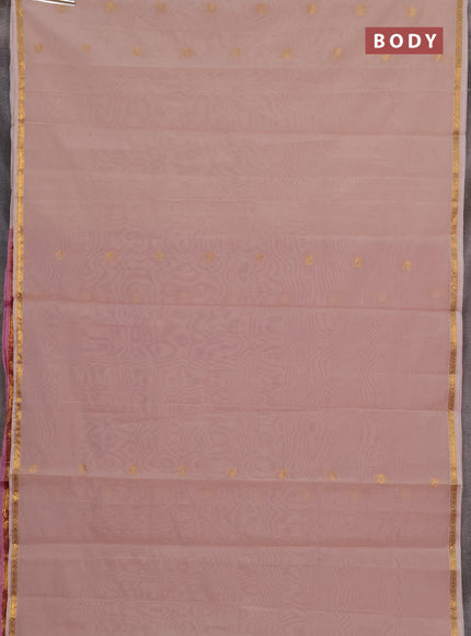 Semi maheswai cotton saree pastel pink and pink with allover zari woven buttas and small zari woven border