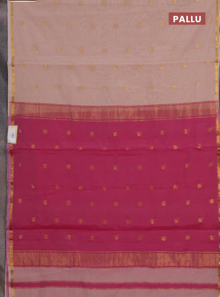 Semi maheswai cotton saree pastel pink and pink with allover zari woven buttas and small zari woven border