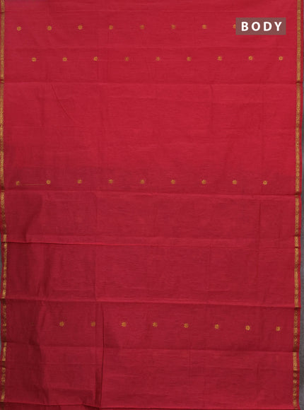 Semi maheswai cotton saree candy pink and dark green with allover zari woven buttas and small zari woven border