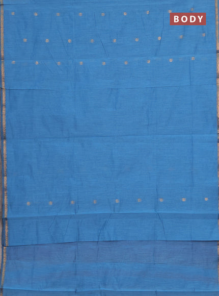Semi maheswai cotton saree blue and wine shade with zari woven buttas and zari woven border