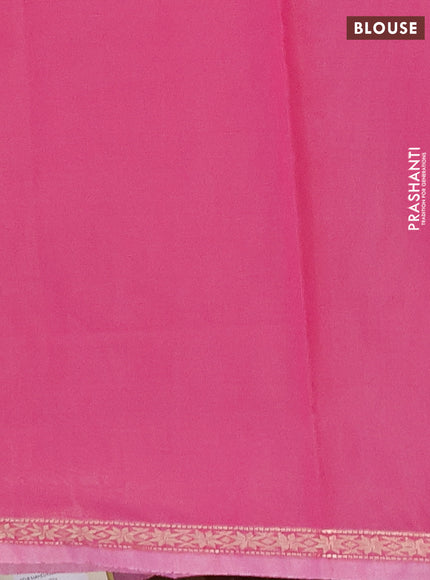 Semi maheswai cotton saree pastel brown and magenta pink with zari woven buttas and zari woven border